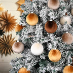 Gold Velvet Christmas Tree Ornaments - 15pcs Shatterproof Christmas Balls for Xmas Trees Decorations - Multicolor Brown Gold Neutral Beige, 80mm 3.15inch - Image 6