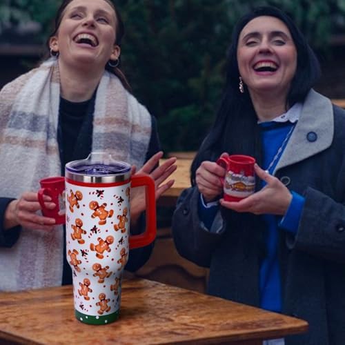 Christmas Tumbler with Handle and Straw Lid 40 oz,Cute Christmas Gifts for Women Gingerbread Candy Cane Vacuum Insulated Leak Proof Tumbler,Winter Holiday Accessories Stainless Steel Coffee Cup Mug - Image 2