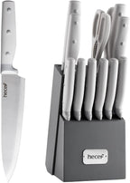 hecef Kitchen Knife Block Set, 14 Pieces Knife Set by hecef