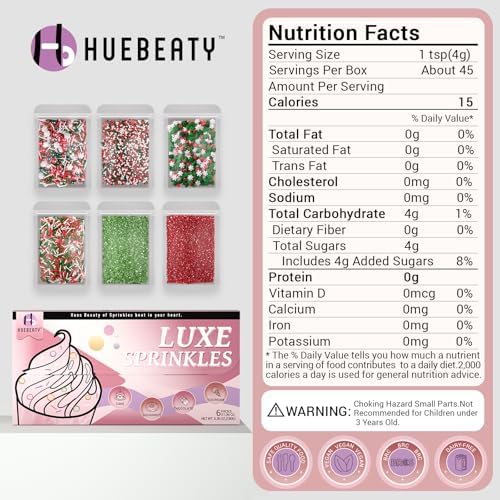 Christmas Sprinkles for Baking, Red Green Holiday Cookie Sprinkles, 180g - Image 2