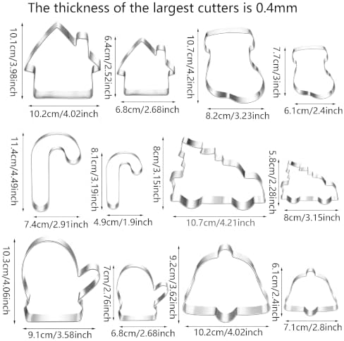 MrCookie Large Christmas Cookie Cutters Set,6 Festive Shapes with 2 Sizes - Image 4