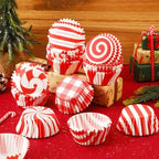 SANNIX 450pcs Red and White Christmas Cupcake Liners, Xmas Candy Baking Cups Cupcake Wrappers Paper Wraps Muffin Liners for Christmas Holiday Birthday Party Candy Cake Decorations Supplies - Image 6