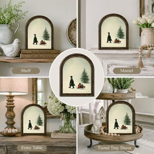Winter Child Arched Decor, Christmas Sled Table Sign, 5.9x7.9 - Image 5