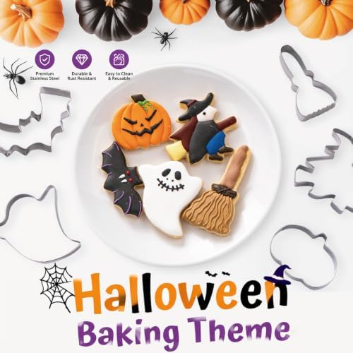Halloween Cookie Cutters Set, 7pcs Metal Cookie Cutter Shapes & 11"Spatulas - Image 2