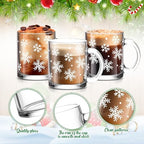 Maxcheck 6 Pack 12 oz Christmas Snowflake Coffee Mugs Glass Cups - Image 6