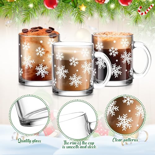 Maxcheck 6 Pack 12 oz Christmas Snowflake Coffee Mugs Glass Cups - Image 6