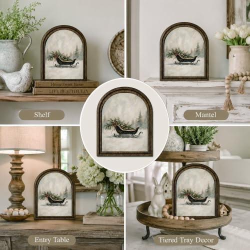 Christmas Sleigh Arched Table Sign, Vintage Farmhouse Shelf Decor - Image 5