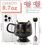 Christmas Mugs High-Footed Ceramic Cat Mug – 13.5oz Unique Coffee Cup with kitty Expression Design, Fun Gift for Women, Girls, Kids, Cat Lovers (black) - Image 2