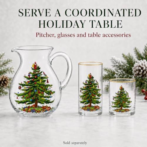 Spode Christmas Tree Glass Pitcher with Handle, 96 Oz - Beverage Server - Image 2
