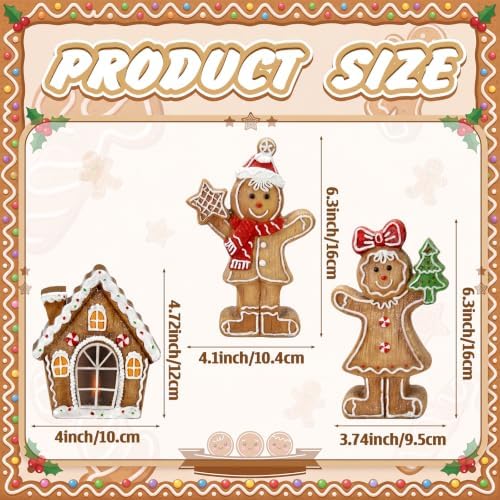 Suzile 3 Pcs Christmas Gingerbread Table Decorations Wooden Indoor Decor - Image 3