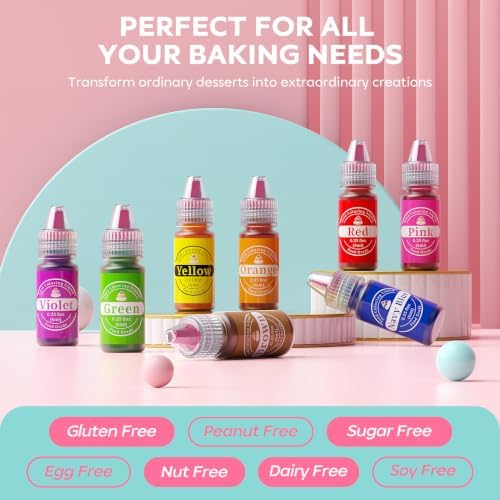 Food Coloring Set - 8 Colors Liquid Edible Dye for Baking Cake Cookie 6ml - Image 3