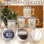Didaey 6 Pcs Christmas Coffee Mugs Cups 11 oz Christmas Stainless Steel Tumbler Vacuum Insulated Coffee Cups with Handle Lid Straw Wine Mug for Winter Xmas Gift Holiday Party Supplies(Neutral) - Image 3
