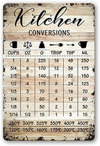 Farmhouse Rustic Kitchen Signs Wall Decor Funny Kitchen Conversion Chart Metal Tin Sign Rustic Style Pantry Home Decor 8x12 Inch by tosles