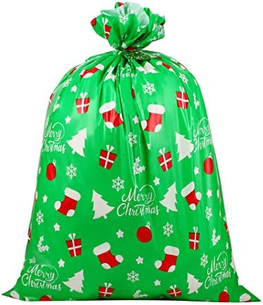 CCINEE Giant Christmas Gift Bags,Green Christmas Sacks for Jumbo Gift Package(36"x44") with Tag Card and Wrapping Tie by CCINEE