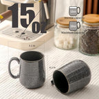 HASENSE Ceramic Coffee Mugs - 15 OZ Large Coffee Cups Set of 4 with Handle for Hot Beverage, Porcelain Latte Mugs for Tea, Milk, Cocoa, Cappuccino and Mocha, Microwave and Dishwasher Safe, Grey - Image 3