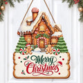Christmas Decorations Gingerbread House Hanging Wooden Front Door Sign by GUDIO