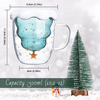 LIBWYS 4 Pack Christmas Mugs, Double Walled Borosilicate Christmas mug set with Snowflake Lid, Cute Mugs for Hot Cocoa and Coffee, 300ml Christmas tree mugs Christmas Gift for Family, Friend - Image 3