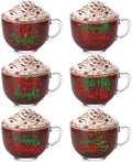 Patelai Glass Christmas Coffee Mugs 14 oz Snowflake Tree, 6 Pcs, Cute by Patelai