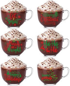 Patelai Glass Christmas Coffee Mugs 14 oz Snowflake Tree, 6 Pcs, Cute by Patelai