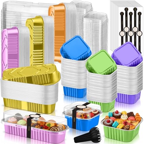 LemonRoad 120 Sets Candy Colors Mini Loaf Pan with Lids and Spoons by Unknown