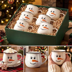 Vesici 6 Pcs Christmas Ceramic Mugs Bulk White Snowman Winter Coffee Cups - Image 6