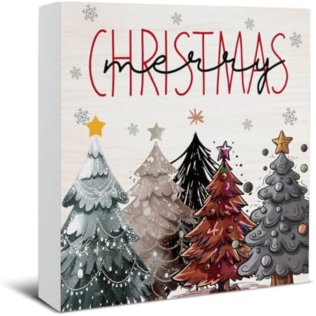 Farmhouse Christmas Decor - Merry Rustic Wooden Sign by Oqtumes