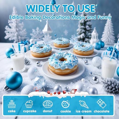 Edible Blue Silver White Pearl Sprinkles,Winter Pearls for Cake Decorating - Image 4