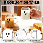 Didaey 4 Pcs Halloween Ghost Glass Mugs with Handle 12 oz Cute Milk Cup - Image 3