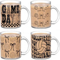 Tioncy 4 Pcs 12 oz Volleyball Glass Mugs with Handles, Team Gifts by Tioncy