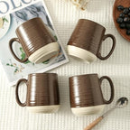 HASENSE Porcelain Coffee Mugs Set of 4-15 Ounce Large Ceramic Coffee Cups Set with Handle for Latte, Tea, Cocoa and Hot Chocolate, Brown Coffee Mugs for Men and Women, Microwave Safe - Image 5