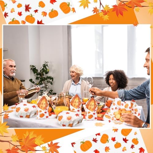 Marspark 100 Sheet Thanksgiving Pumpkin Wax Paper for Food 11.4 x 11 Inch - Image 5