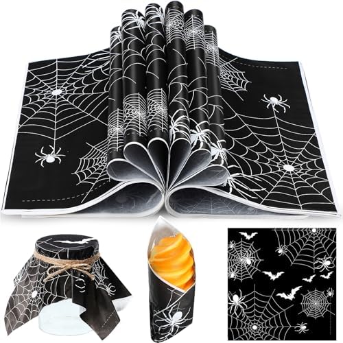 Marspark 100 Sheet Halloween Wax Paper Spider Web for Food 11.4 x 11 Inch by Marspark