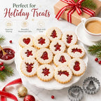Crethinkaty 9 Pcs Mini Christmas Linzer Cookie Cutters Set, Stainless Steel Cookie Cutters, Christmas Tree, Gingerbread Man, Snowman, Elk - for Christmas Winter Holiday Baking - Image 6