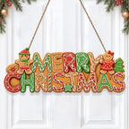 Merry Christmas sign Gingerbread Christmas Decorations Hanging Wooden Sign by GUDIO
