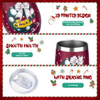 MEZMUT 12 Oz Insulated Christmas Wine Tumbler with Lid Straw (Red,1) - Image 3
