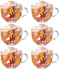 Sliner 6 Pcs Christmas Glass Coffee Mugs with Handle, 16 oz Clear Irish Coffee Mugs Footed Irish Glasses Christmas Winter Holiday Cups for Beverages Latte Hot Chocolate(Gingerbread) by Sliner