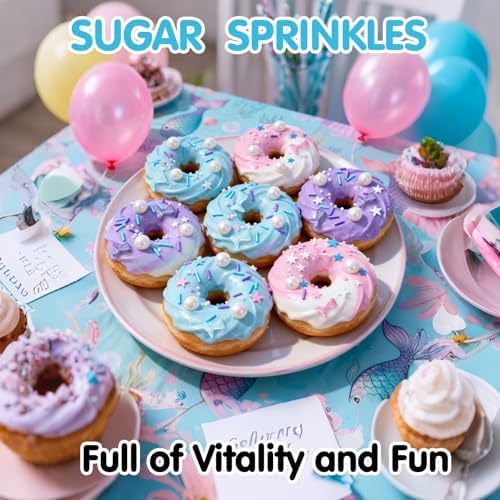 Mermaid Sprinkles,Edible Sprinkle for Cake Decorating,130g Pearl Stars Mix - Image 2