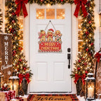 Christmas Decorations Gingerbread Trio Merry Christmas Hanging Wooden Sign - Image 2