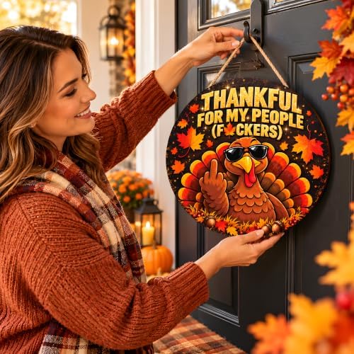 Thanksgiving Decorations - Funny Thanksgiving Turkey Wooden Sign - Image 7