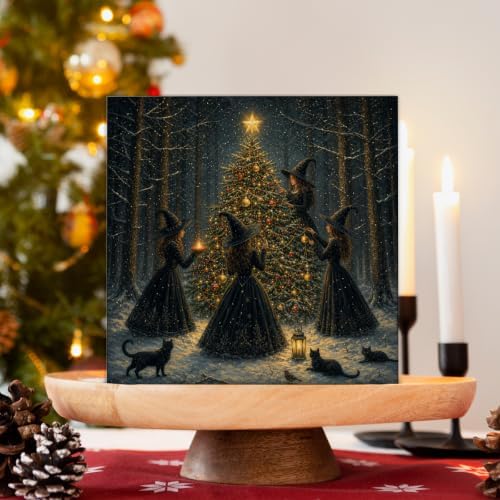 Witchy Christmas Tree Decor, Christmas Gothic Witch Wooden Sign - Image 3
