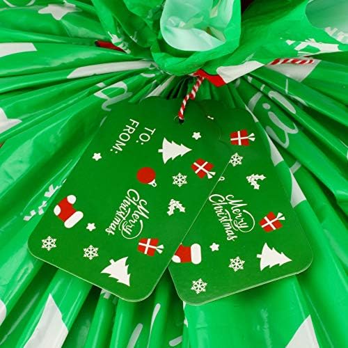 CCINEE Giant Christmas Gift Bags,Green Christmas Sacks for Jumbo Gift Package(36"x44") with Tag Card and Wrapping Tie - Image 3