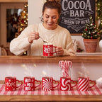 Christmas Mugs Set of 6 with Heart Handles, 10 oz Ceramic Cups - Image 6