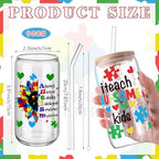 SiliFine Autism Teacher Appreciation Gifts, 6 Pcs Glass Cups with Lids - Image 3