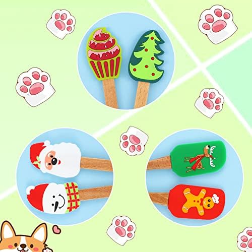 Patelai 6 Pcs Christmas Silicone Spatulas with Wooden Handle,Vivid Style - Image 6