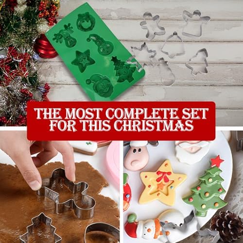 Christmas Baking Set – Santa Claus, Snowman, and Christmas Tree Shaped Cookie Cutters and Baking Tools – Family Kitchen Kit – Durable Materials and Ergonomic Design – Christmas Kitchen Utensils - Image 2