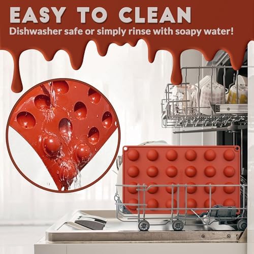 HKNMTT Silicone Semi-Sphere Molds 24 Cavities 2-Pack 1.2" for Chocolate Truffles Jelly Fat Bombs Gelatina, Small Baking Round Half Sphere Candy Moulds, Homemade Freeze Food Grade BPA Free Oven Safe - Image 4
