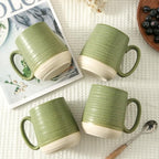 Large Ceramic Coffee Mugs Set - 15 OZ Porcelain Coffee Latte Cups Set of 4 with Handle Perfect for Cappuccino, Tea, Mocha, Hot or Cold Drinks, Unique Glaze Design for Home, Cafe and Coffee Bar, Green - Image 5