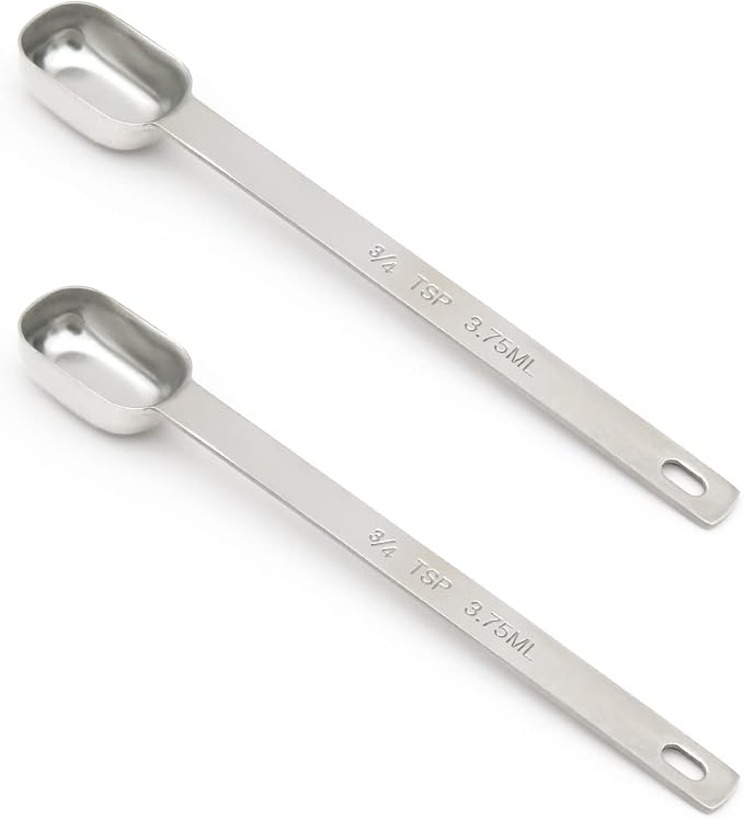2PCS 3/4tsp Single Measuring Spoon, Stainless Steel Long Handle Individual by BERYLER
