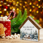 Rustic Christmas Decor, Bless This Hizzle Fo' Shizzle House Shaped Sign - Image 3