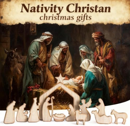 13Pcs Wooden Christmas Nativity Scene Set - Image 2